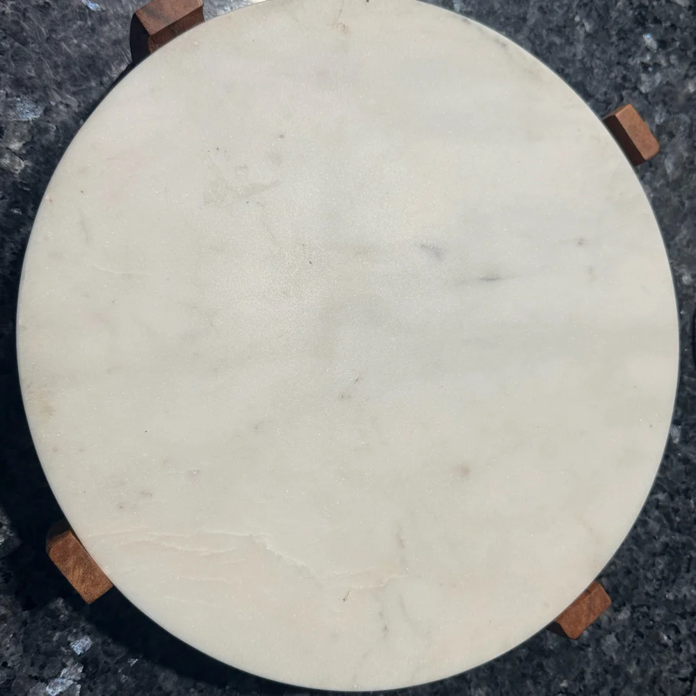 Hearth & Hand with Magnolia marble and wood footed Round 11.5
